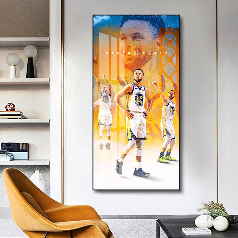 客厅明星床头壁画装饰画库里NBA