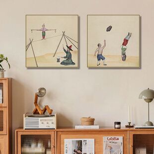 中式书房挂画餐厅饭店茶馆古代人物装饰画田园农家乐火锅店壁画