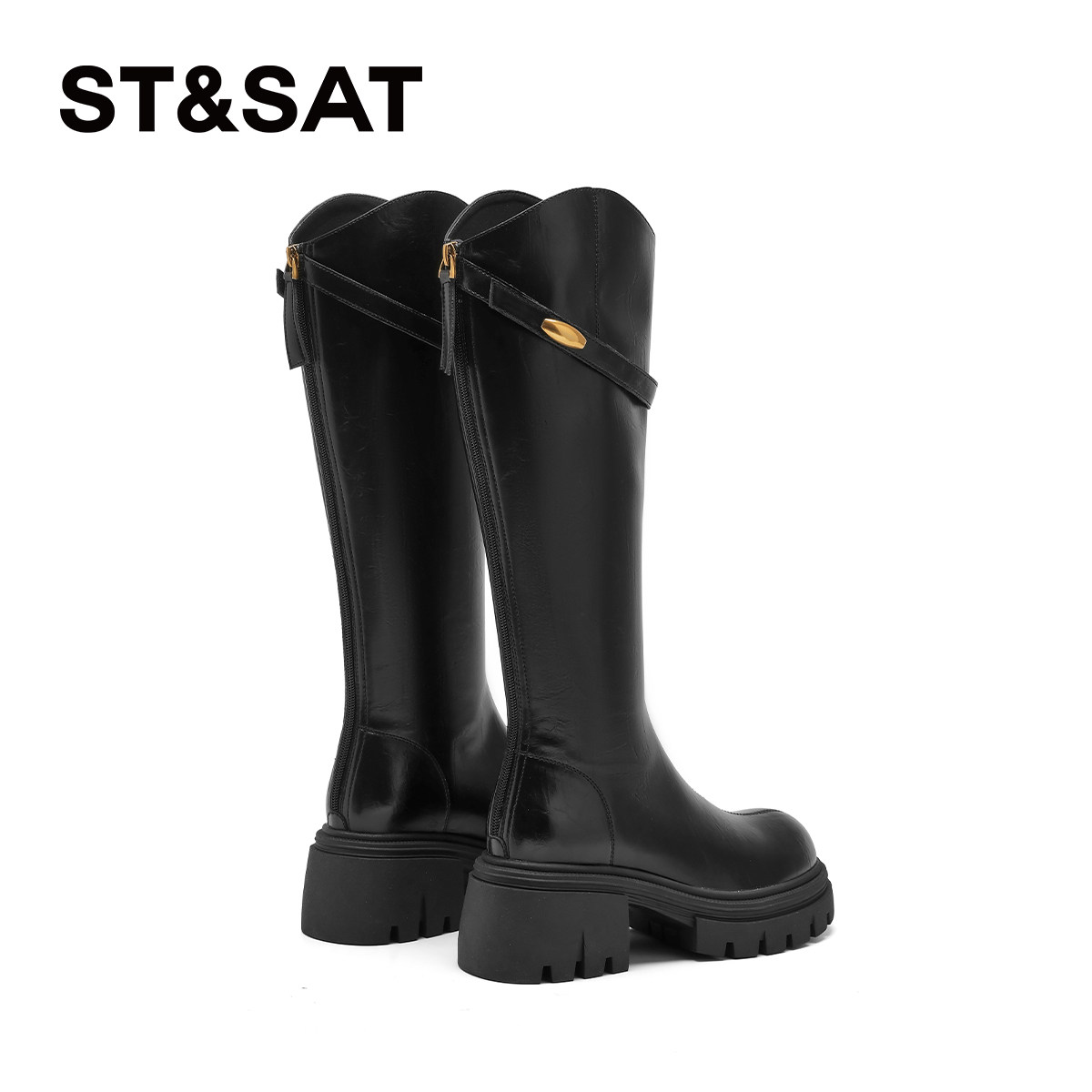 星期六v口长筒靴女款2025新款秋冬厚底女靴小个子增高显瘦骑士靴,女鞋,骑士靴,淘宝优惠券,粉丝福利购,淘宝优惠卷