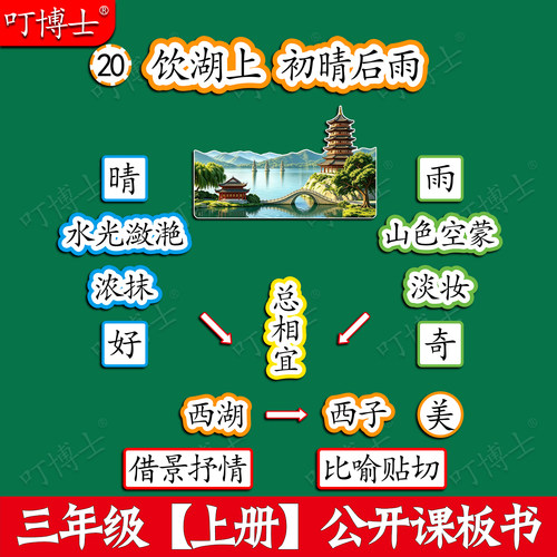 饮湖上初晴后雨板书公开课板贴