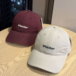 美式 復古字母刺繡棒球帽女百搭大頭圍鴨舌帽寬帽檐大臉顯臉小帽子