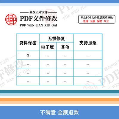 专业PDF修改无痕修改PDF文件图片处理修改文字数字文件PS图片处理