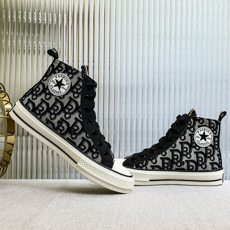 迪奥菲德高帮帆布鞋女夏季新款联名鞋字母休闲百搭透气高邦板鞋女