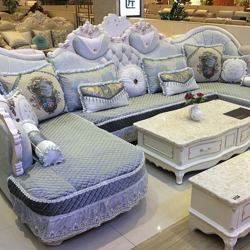 欧式沙发垫 全包万能四季通用定做U型毛绒坐垫套防滑布艺沙发套罩