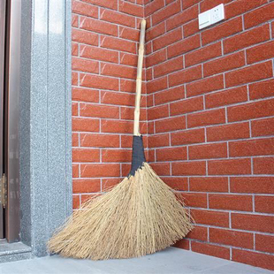 家用庭院花园竹扫帚户外环卫工厂马路加长竹竿加大黑皮布条竹扫把