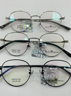 新款82034男女近视镜框超轻金属光学眼镜架配防蓝光片