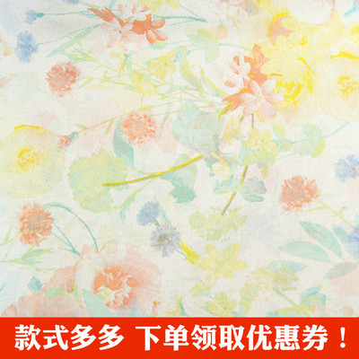 雪纺白底仿真丝单层夏季服装布料