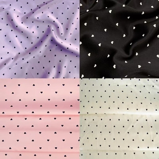 缎面雪纺布料四色黄粉紫黑爱心不透仿真丝面料夏季精品高档服装料