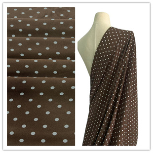 高品质款乱麻春夏季印花面料咖底白点无弹性单层微透柔软服装布料