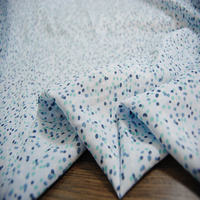 Elastic linen chiffon printed fabric, light blue base polka dot slightly translucent silk-like fabric, new summer dress material thumbnail 5