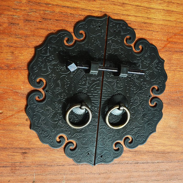 新款加厚欧式橱柜衣柜门刻花纯铜拉手中式家具仿古黑色圆形铜把手