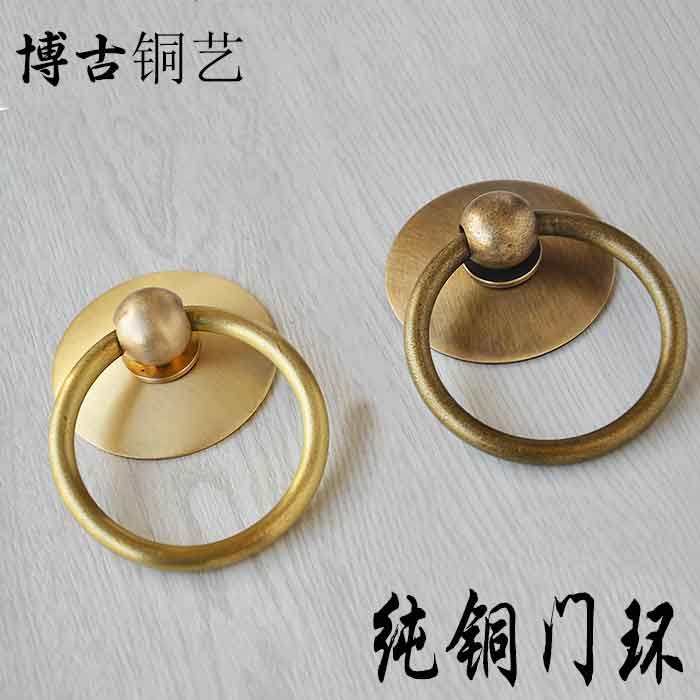 中式仿古纯铜大门门环铜拉环复古对装门钹老式庭院门窗大门铜圆环_虎窝淘