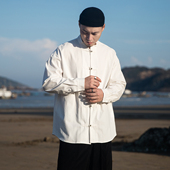 衬衣薄款 新中式 男长袖 宽松立领中山装 休闲复古唐装 中国风纯棉衬衫