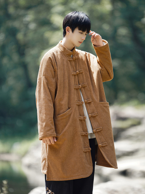 琳琅加绒加厚冬中长款灯芯绒棉衣