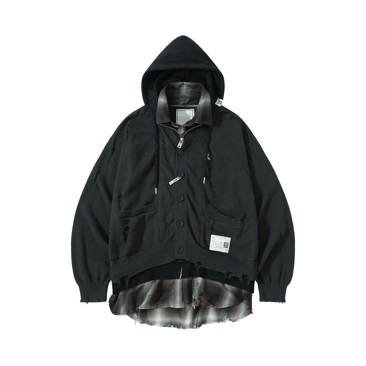 毛衣衬衫卫衣拼接加三件连帽外套