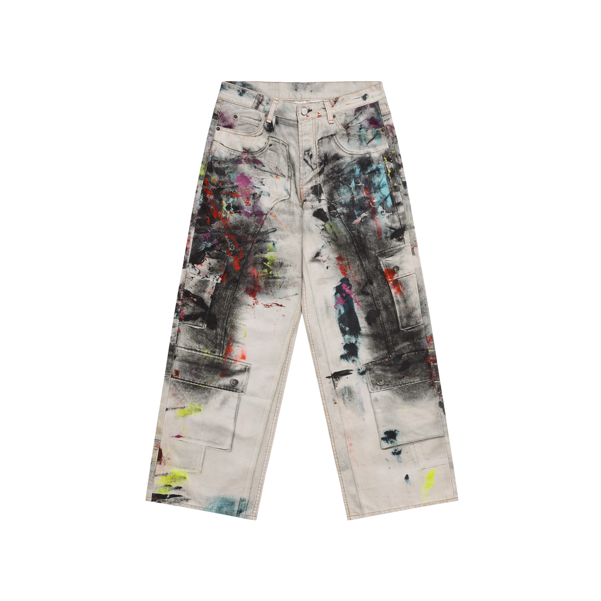 AC25FW白喷漆泼墨打印牛仔裤