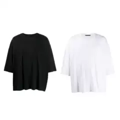 Small Eyes Haider Ackermann Ha Black and White Solid Color Os Silhouette Base Seven-Tenths Length Short-Sleeve T-Shirt Non-Fog