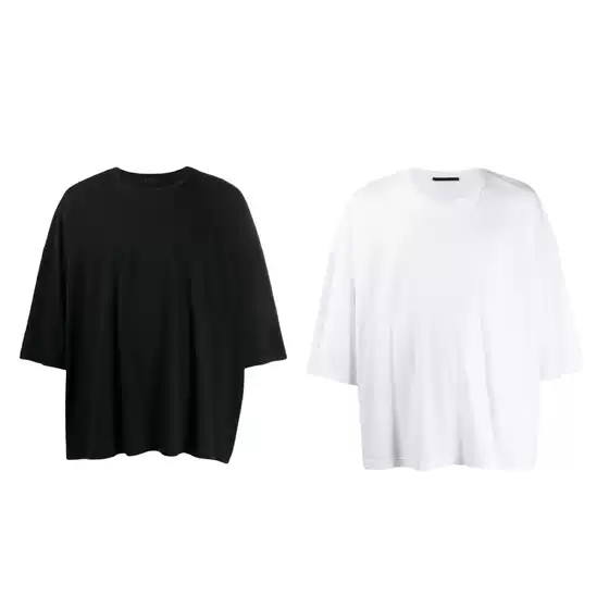 Small Eyes Haider Ackermann Ha Black and White Solid Color Os Silhouette Base Seven-Tenths Length Short-Sleeve T-Shirt Non-Fog