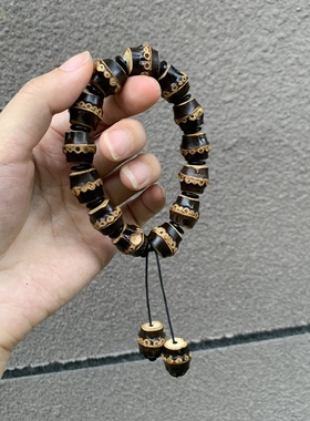 正宗野生紫竹鞭竹根多节鸡血藤串珠手持手串盘玩定制竹节手作设计