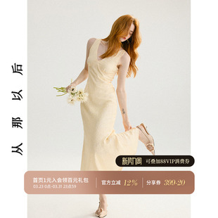 裙子女秋季 连衣裙v领长裙无袖 吊带裙高级感穿搭长款 从那以后法式