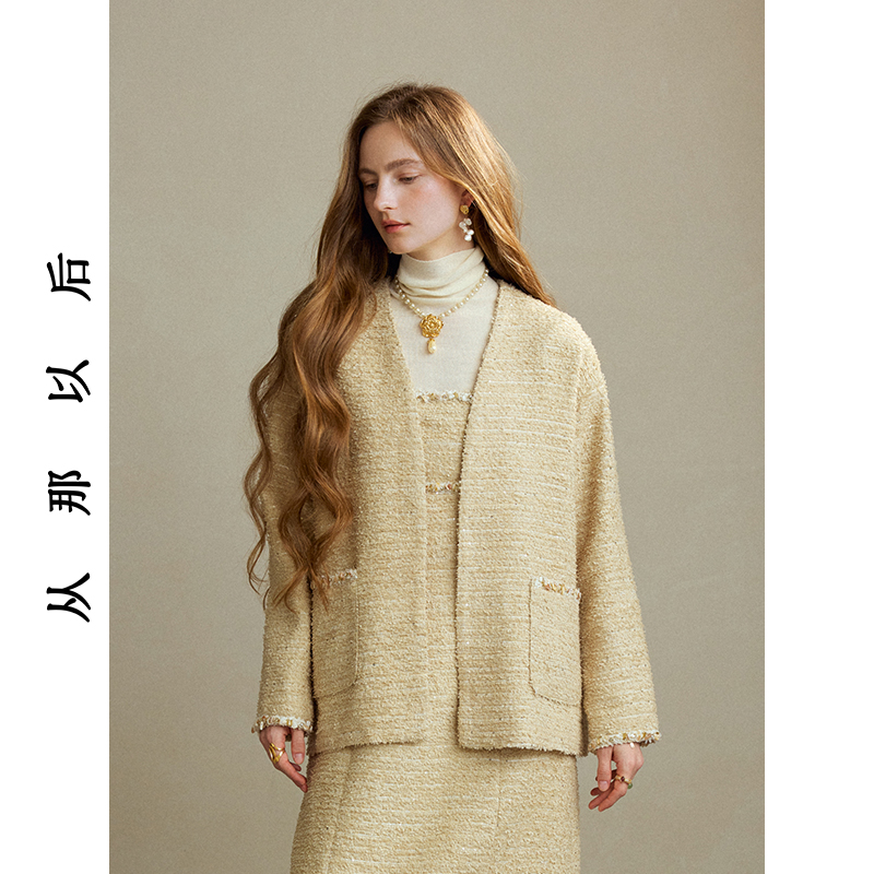 从那以后昨日里斯本法式风小香风外套冬季高级感穿搭v领大衣秋冬