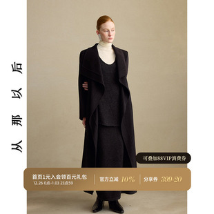 从那以后一封简笺法式 小香风黑色毛呢外套高级感穿搭羊毛大衣女秋