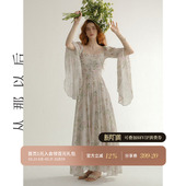 新款 从那以后法式 小裙子连衣裙女夏季 长裙仙女风长袖 碎花裙喇叭袖