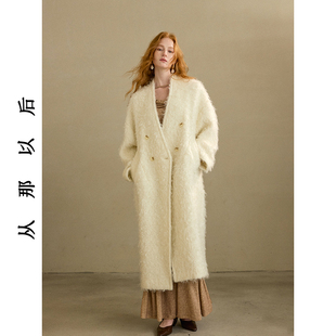 女秋 开衫 从那以后左岸白笺法式 复古大衣马海毛毛呢外套小香风长款