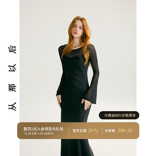 两件套裙长裙复古高级感礼服裙女秋季 从那以后法式 连衣裙薄纱罩衫