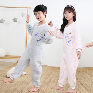儿童连体睡衣如厕护肚纯棉保暖