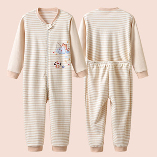 大码宝宝连体睡衣春秋纯棉卡通彩棉连身衣中大童男孩女童如厕睡袋