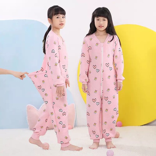 秋冬大码夹棉如厕护肚女童连体衣