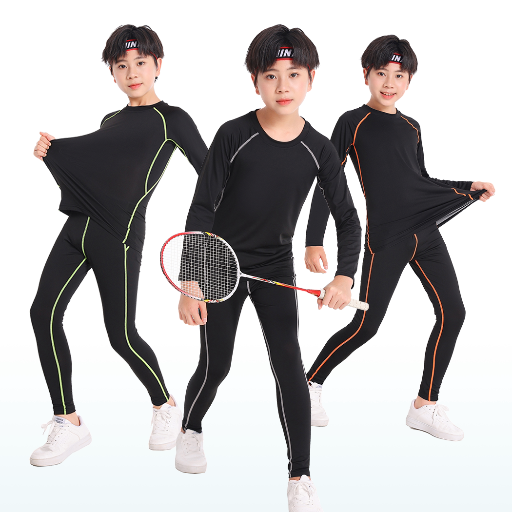 儿童篮球紧身衣训练服套装男童秋冬速干体能足球运动高弹长袖打底