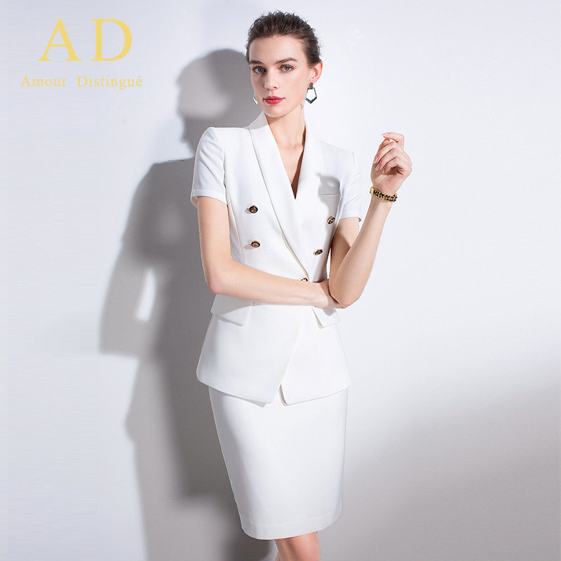 AD SUMMER THIN WHITE SKIRT SIMPLE AND CAPABLE PROFESSIONAL SUIT WOMENS FASHION TEMPERAMENT PRESIDENT SUIT LIGHT LUXURY FORMAL WEAR