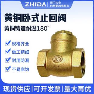 志大 加厚大体止回阀卧式逆止阀铜4分 6分1寸DN15 20 25 32 40 50