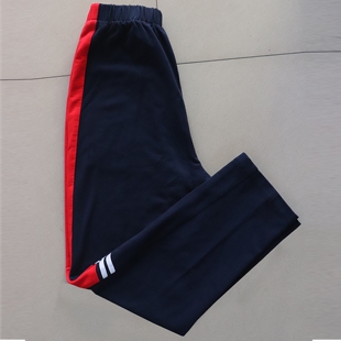 校裤 款 可定制 子藏蓝短大红宽杠下两道斜白杠四季 学生校服裤
