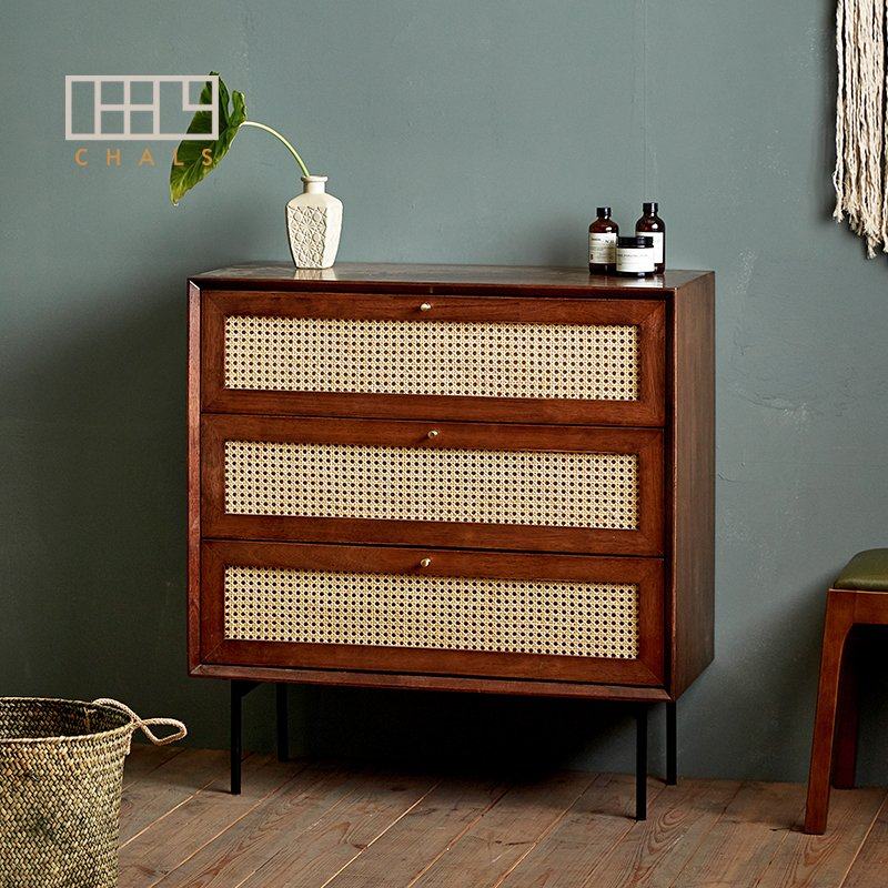藤编收纳柜实木名宿家具简约现代卧室客厅床边柜斗柜储物餐碗柜,住宅家具,斗柜,淘宝优惠券,粉丝福利购,淘宝优惠卷