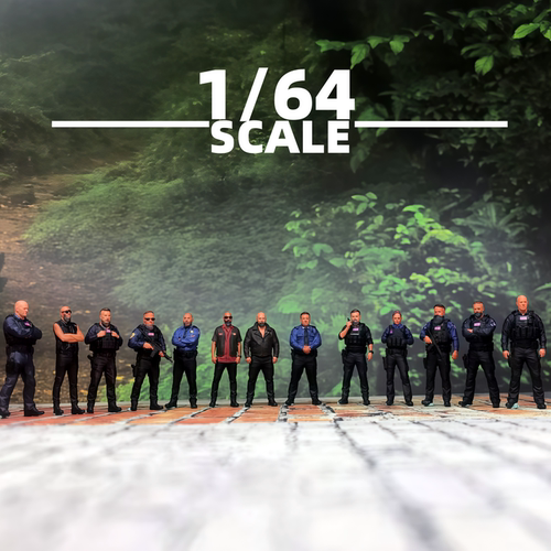 1/64微缩兵人美国警察人偶模型
