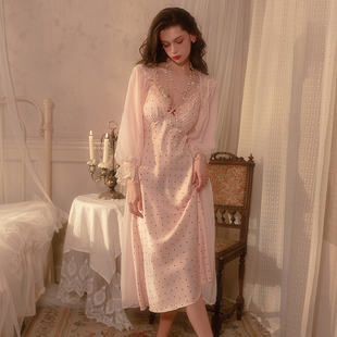 柠檬太太性感睡衣女2025年夏季冰丝粉色爱心带胸垫吊带睡裙套装女