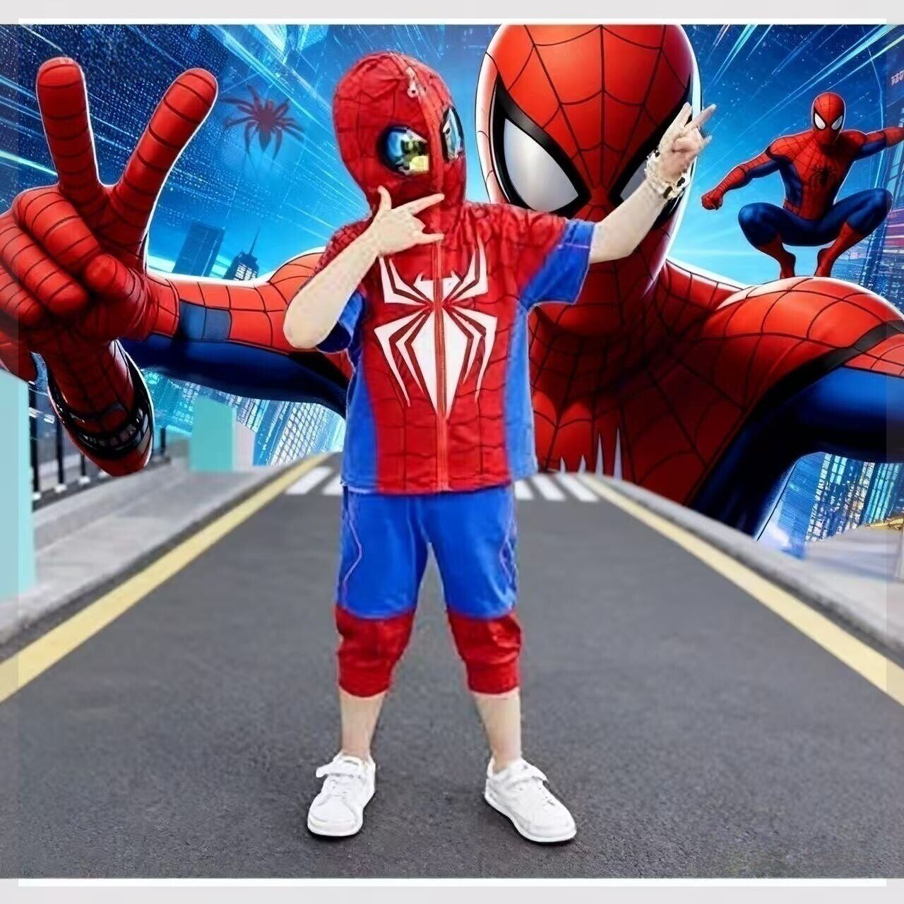 2026新款小男孩纯棉连帽儿童装两件套男童夏装蜘蛛侠衣服夏季套装