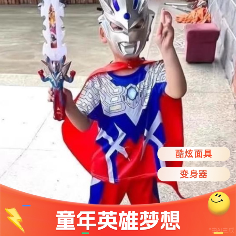 。赛罗奥特曼衣服男童夏季短袖儿童套装迪迦速干男孩t恤cos扮演服