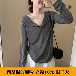 话里慵懒风气质半扣面膜衣2025秋季 女 新款 宽松显瘦百搭上衣长袖