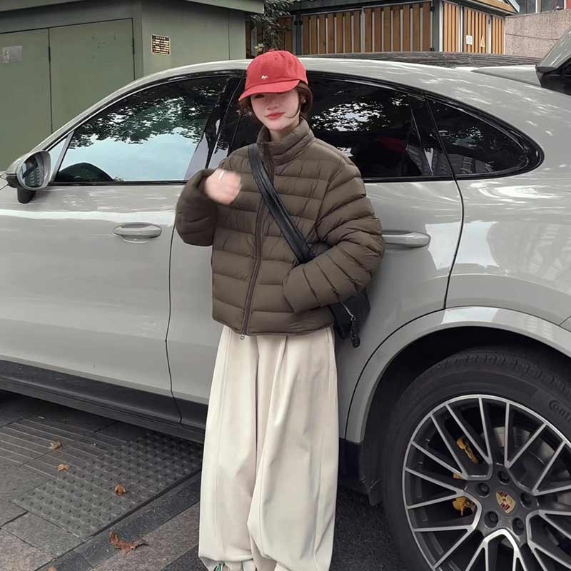 话里休闲简约风排骨羽绒服2025冬季新款韩版轻薄保暖上衣外套女