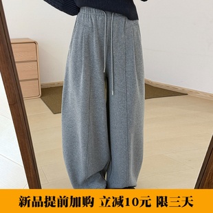 宽松版 简约风加绒加厚显瘦高腰长裤 卫裤 新款 女 2026冬季 话里基础款