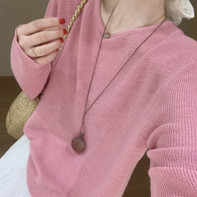 话里温柔简约纯色上衣