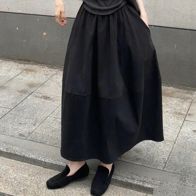 气质甜美休闲纯色长款伞裙