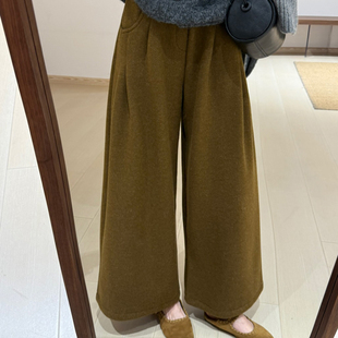 保暖显瘦百搭直筒长裤 话里简约风小个子羊绒裤 韩版 新款 女 2025冬季
