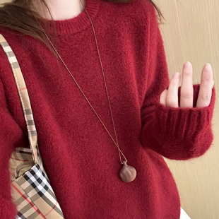 百搭气质针织衫 韩版 加厚女 新款 话里淑女风简约风纯色毛衣2025冬季