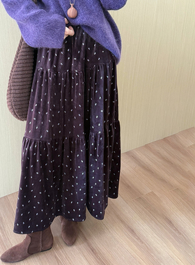 话里百搭款丝绒紫色半裙2025秋季新款韩版休闲显瘦减龄小个子长裙