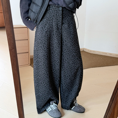 话里气质豹纹加绒裤子